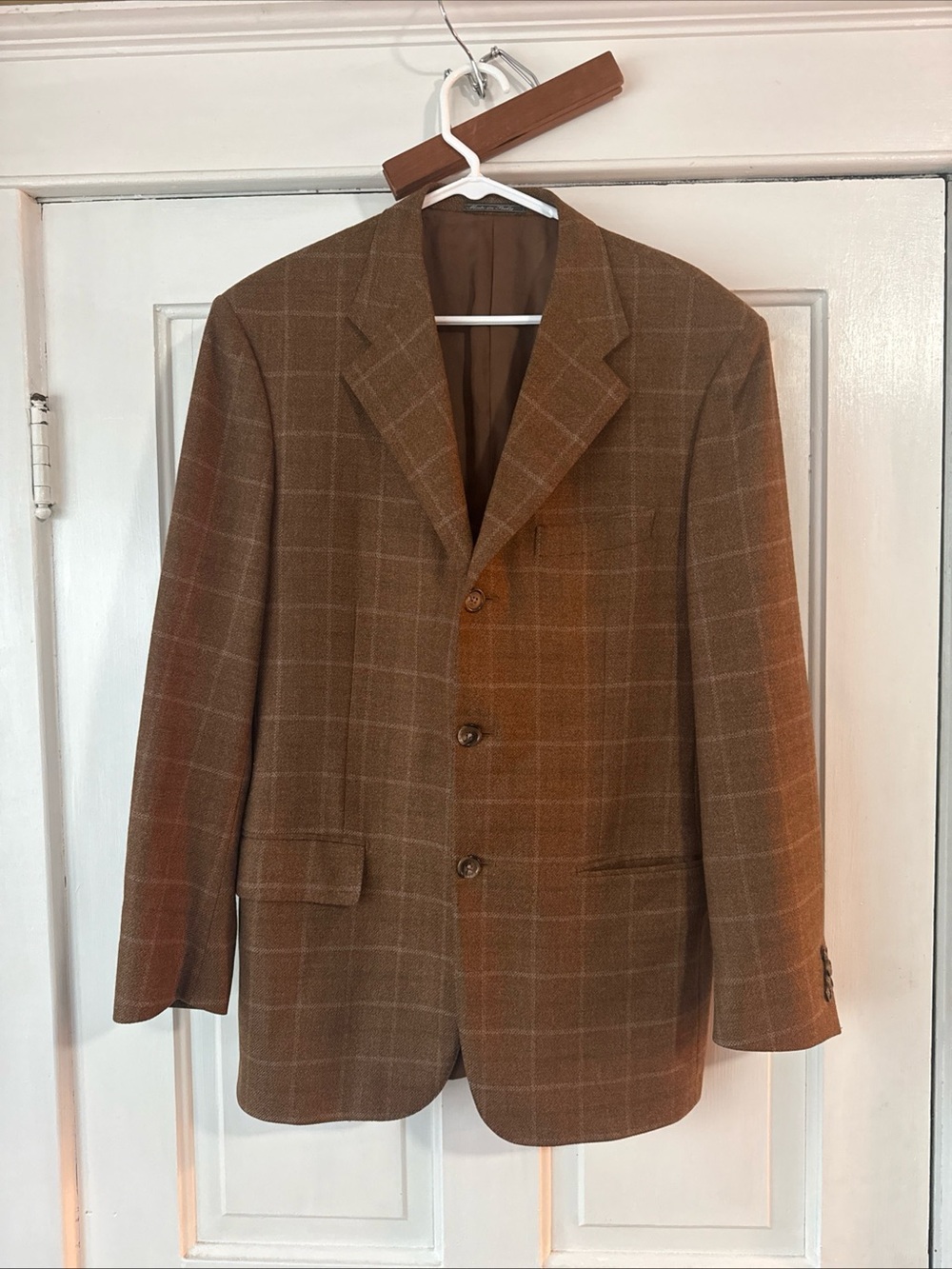 Corneliani Brown Windowpane Virgin  Wool- Casmire Sport Coat 50R